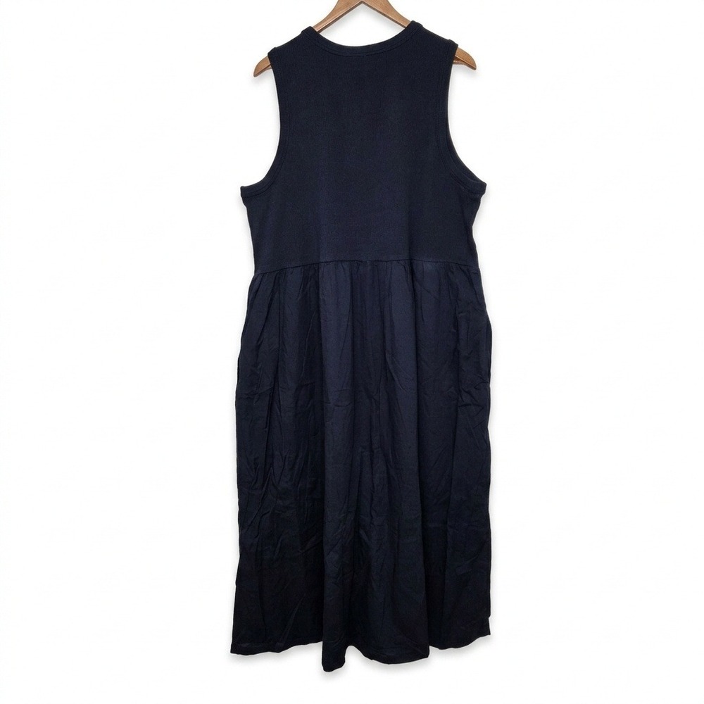 Chicos Tank Mixed Maxi Dress Classic Navy Blue Cotton Knit Woven Size‎ 20 - Picture 3 of 5